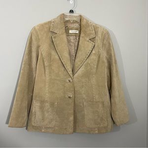 Vintage Valerie Stevens Leather Uniform Beige 2-Button Jacket Size Medium
